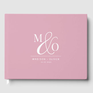 Libro De Visitas Elegante Boda moderno monograma rosa