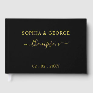 Libro De Visitas Elegante Boda moderno negro y oro