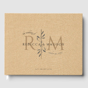 Libro De Visitas Elegante Boda Monograma Botánico de Caramelo