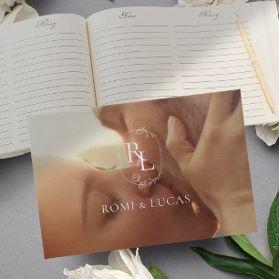 Libro De Visitas Elegante Boda Monograma de fotografía de pareja