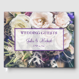Libro De Visitas Elegante Boda morado floral