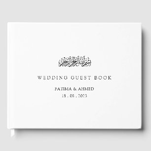 Libro De Visitas Elegante Boda musulmán de escritura negra minimali