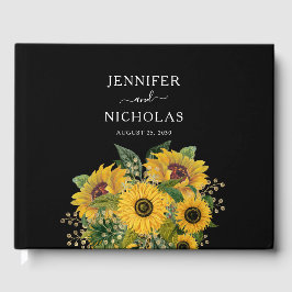 Libro De Visitas Elegante Boda negro floral