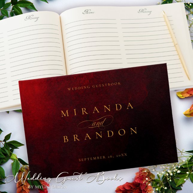 Libro De Visitas Elegante Boda negro rojo dorado moderno (Subido por el creador)