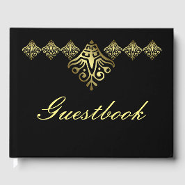 Libro De Visitas Elegante Boda negro y oro