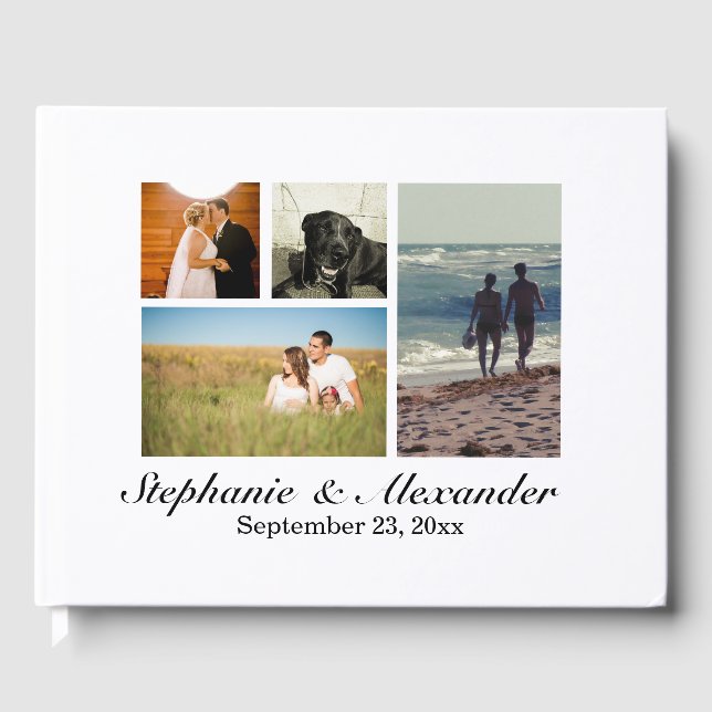 Libro De Visitas Elegante Boda o evento fotográfico blanco moderno  (Anverso)