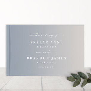 Libro De Visitas Elegante Boda Ombre Dusty Blue & Off-White