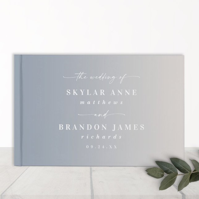 Libro De Visitas Elegante Boda Ombre Dusty Blue & Off-White (Subido por el creador)