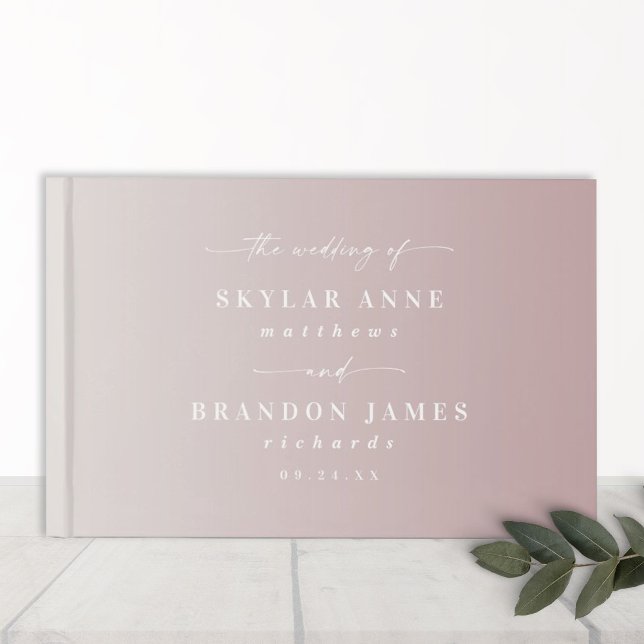 Libro De Visitas Elegante Boda Ombre Dusty Mauve y Blanquecino (Subido por el creador)