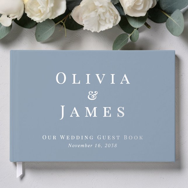 Libro De Visitas Elegante Boda Polvorienta Azul (Elegant Dusty Blue Wedding Foil Guest Book)