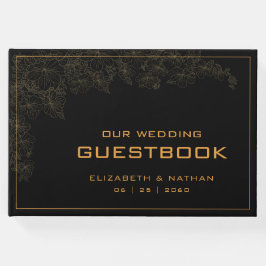 Libro De Visitas Elegante Boda Retro Black Gold