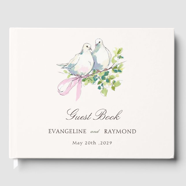 Libro De Visitas Elegante Boda Rococó de Mansión en Acuarela (Anverso)