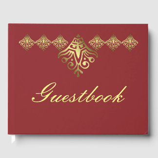 Libro De Visitas Elegante Boda rojo y oro
