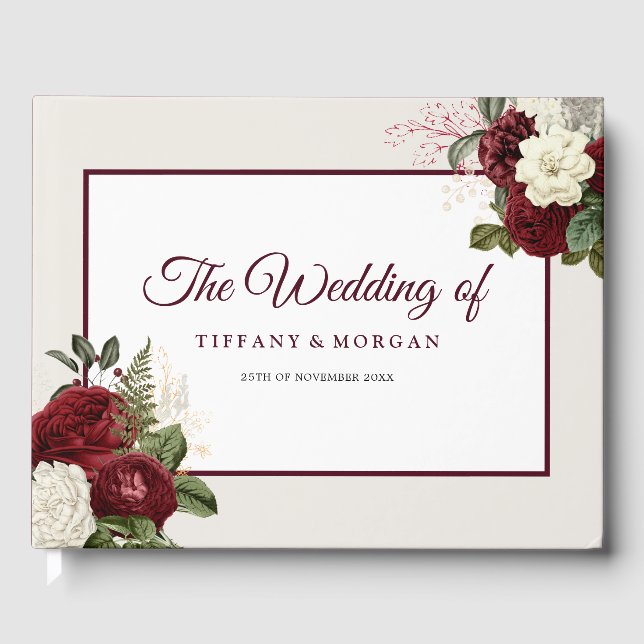 Libro De Visitas Elegante Boda romántico floral (Anverso)