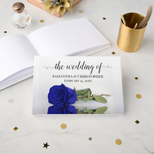 Libro De Visitas Elegante Boda Rosa Royal Blue de estampado largo
