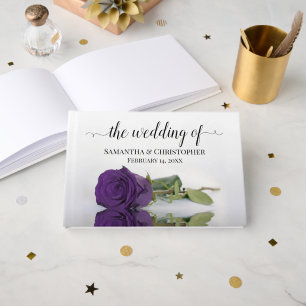 Libro De Visitas Elegante Boda Rosa Royal Purple con estampado larg