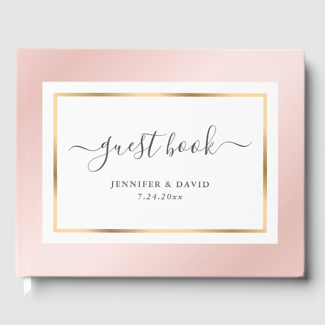 Libro De Visitas Elegante Boda Rubor Pink Gold (Anverso)