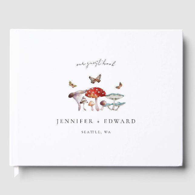 Libro De Visitas Elegante Boda rustico de hongos (Anverso)