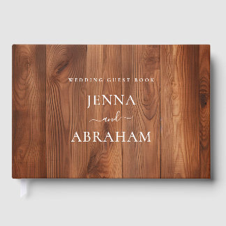 Libro De Visitas Elegante Boda Rústico de Madera