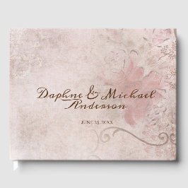 Libro De Visitas Elegante Boda Rústico Rosa Moda simple moderna