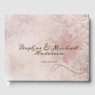 Libro De Visitas Elegante Boda Rústico Rosa Moda simple moderna