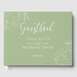 Libro De Visitas Elegante Boda Sage Green