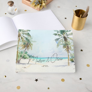 Libro De Visitas Elegante Boda Tropical Beach Palm Trees