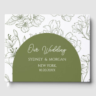 Libro De Visitas Elegante Boda verde azulado botánico floral