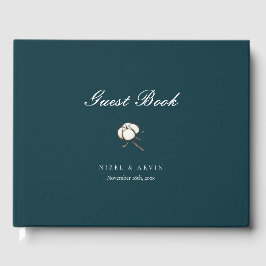 Libro De Visitas Elegante Boda verde profundo del algodón minimalis