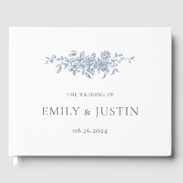 Libro De Visitas Elegante Boda Vintage Floral Azul