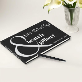 Libro De Visitas Elegante Boda y Ampersand Blanco y Negro