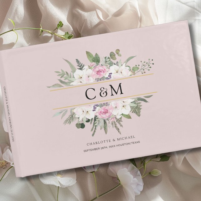Libro De Visitas Elegante Boho Floral (Personalized Elegant Boho Floral Guest Book with your name and date.)