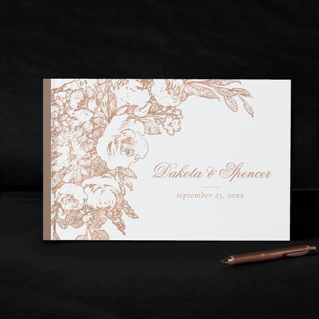 Libro De Visitas Elegante botánico | Floral de oro de Rosa de cobre (Subido por el creador)