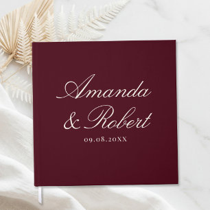 Libro De Visitas Elegante Caligrafía Boda Burgundy