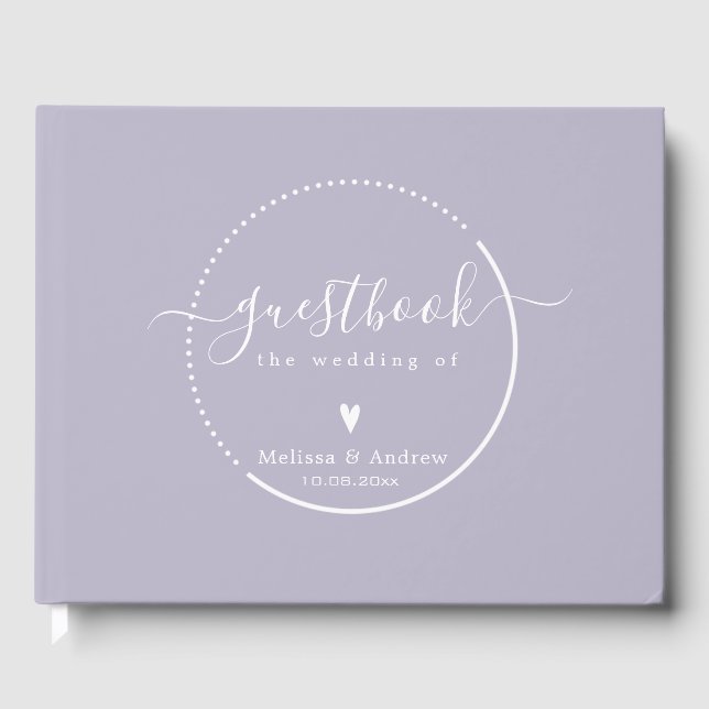 Libro De Visitas Elegante caligrafía - Boda Lavender (Anverso)