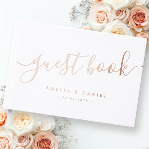 Libro De Visitas Elegante caligrafía boda Relieve metalizado real b