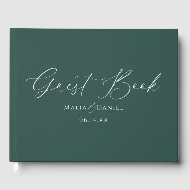Libro De Visitas Elegante Caligrafía Bodas de Parejas Simples (Anverso)