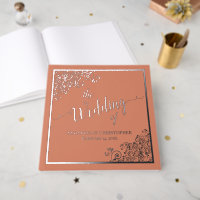 Elegante caligrafía Coral y Boda de Relieve metali