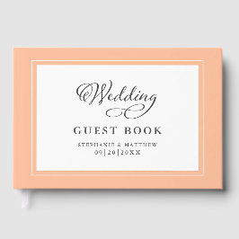 Libro De Visitas Elegante Caligrafía de Bodas Melocotón Chic Person