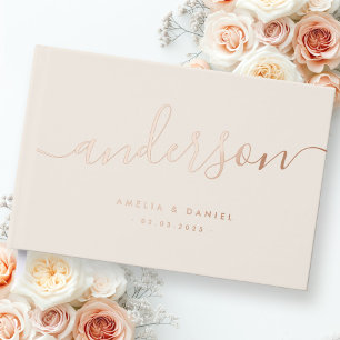 Libro De Visitas Elegante caligrafía luz boda Relieve metalizado de