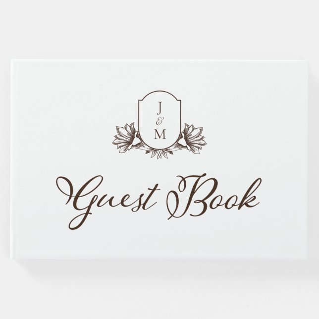 Libro De Visitas Elegante caligrafía y Escudo de monograma botánico (Anverso)