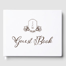 Libro De Visitas Elegante caligrafía y Escudo de monograma botánico