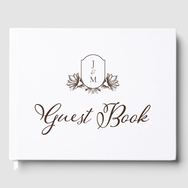 Libro De Visitas Elegante caligrafía y Escudo de monograma botánico (Anverso)