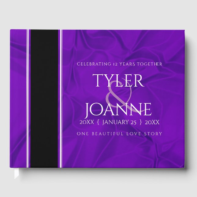 Libro De Visitas Elegante celebración del 12º Aniversario del Boda  (Anverso)