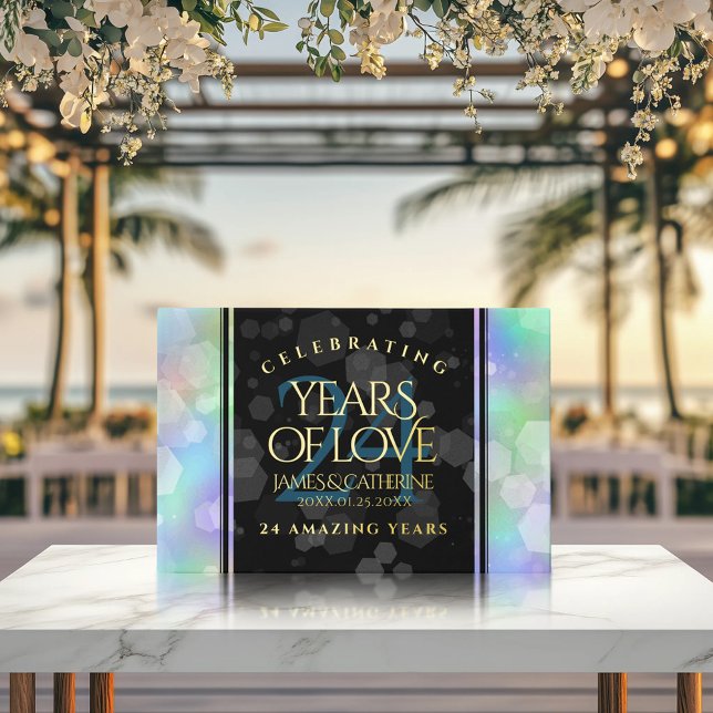 Libro De Visitas Elegante celebración del 24° Aniversario del Boda  (24th Opal Wedding Anniversary 9x6-inch Foil Guest Book Cover Photo)