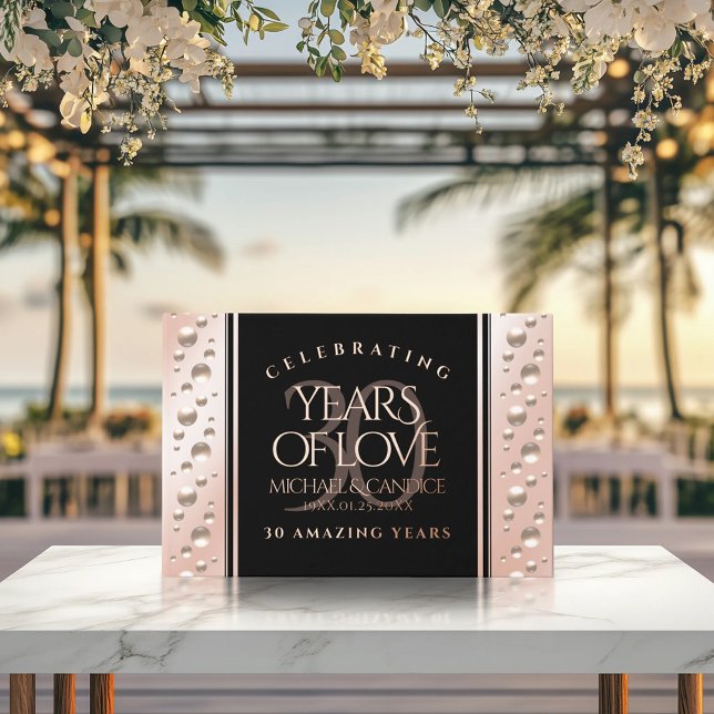 Libro De Visitas Elegante celebración del 30° Aniversario de la Bod (EO 30th Pearl Wedding Anniversary 9x6-inch Foil Guest Book Cover Photo)
