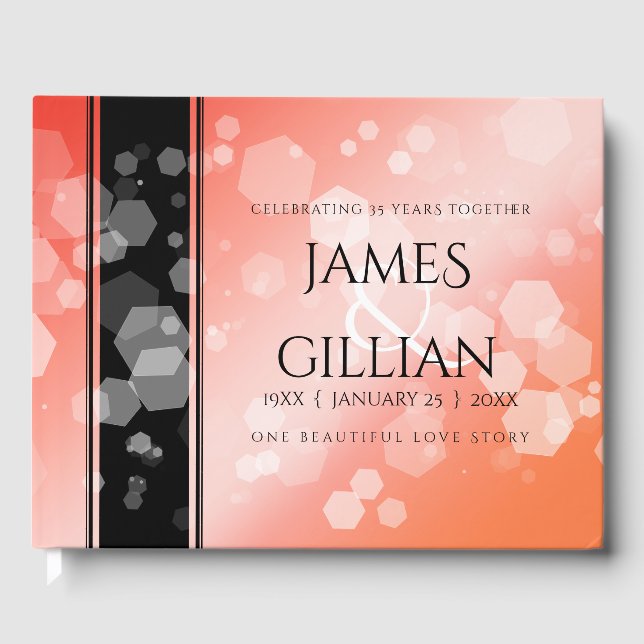 Libro De Visitas Elegante celebración del 35° aniversario del Boda  (Anverso)