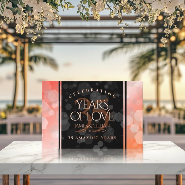 Libro De Visitas Elegante celebración del 35° aniversario del Boda  (Elegant 35th Coral Wedding Anniversary 9x6-inch Foil Guest Book Cover Photo 1)