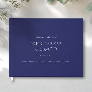 Libro De Visitas Elegante Celebración Mínima de la vida Funeral Azu
