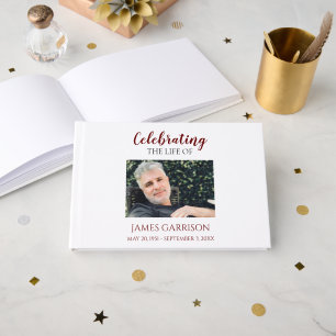 Libro De Visitas Elegante celebración roja de la vida con foto